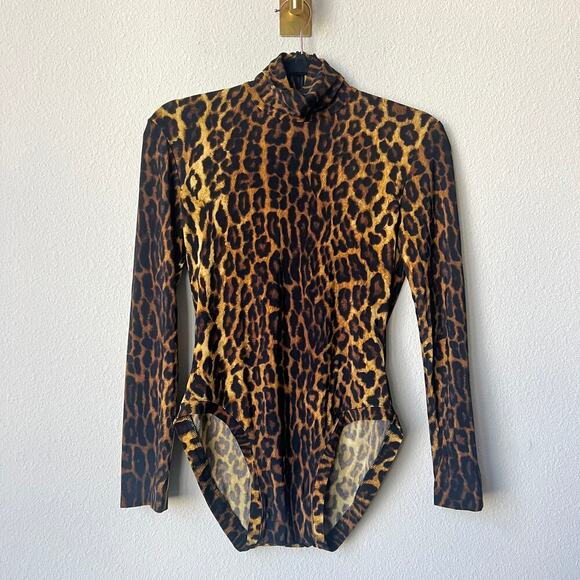 Norma Kamali Turtle Bodysuit in Pantera Leopard Size XS - Picture 3 of 8
